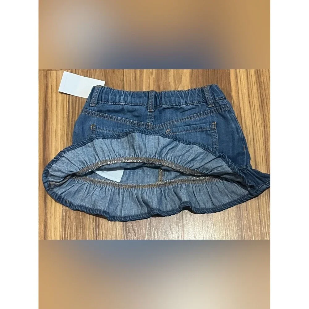 NWT OshKosh B'gosh Toddler Girl Ruffle Denim Skirt Blue Jean Mini Size 24M